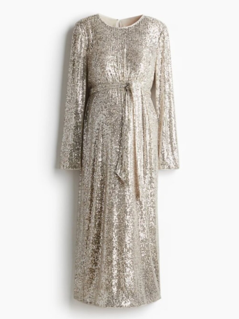 H&M MAMA Sequined Tie-Belt Dress